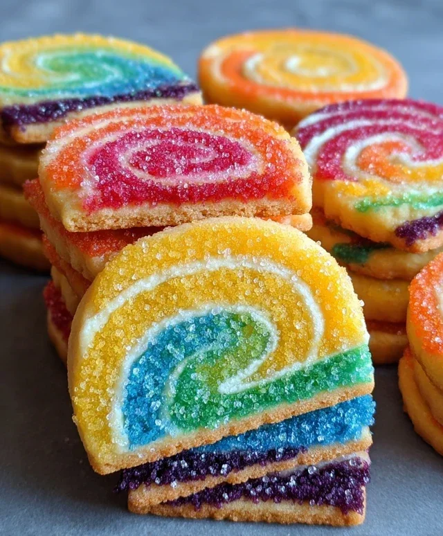 Piped Rainbow Shortbread Cookies