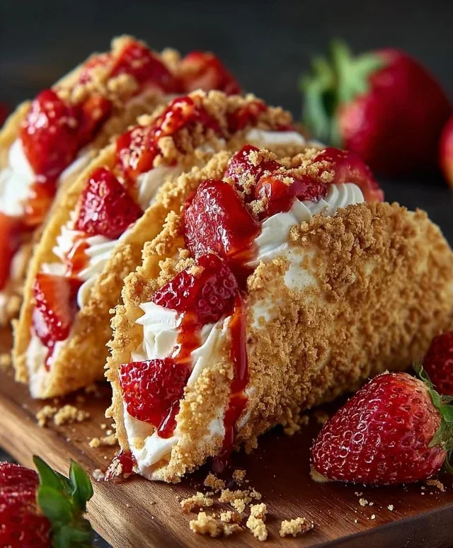 Strawberry Crunch Cheesecake Tacos