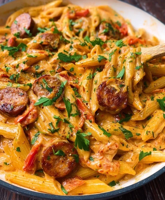 One Pot Creamy Cajun Sausage Pasta (30-Minutes)
