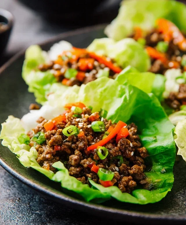 Asian Style Ground Beef Lettuce Wraps