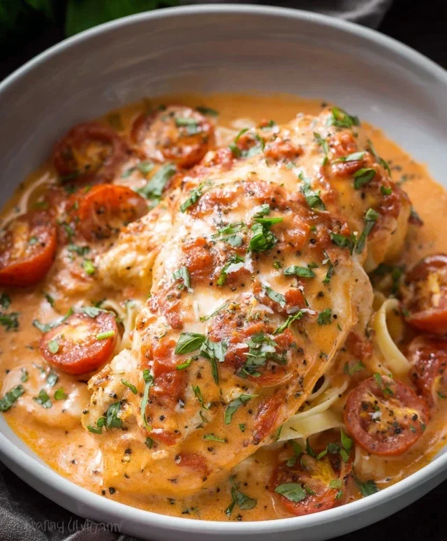 Slow Cooker Creamy Tomato Basil Chicken