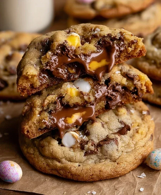Brown Butter Cadbury Creme Egg Chocolate Chip Cookies