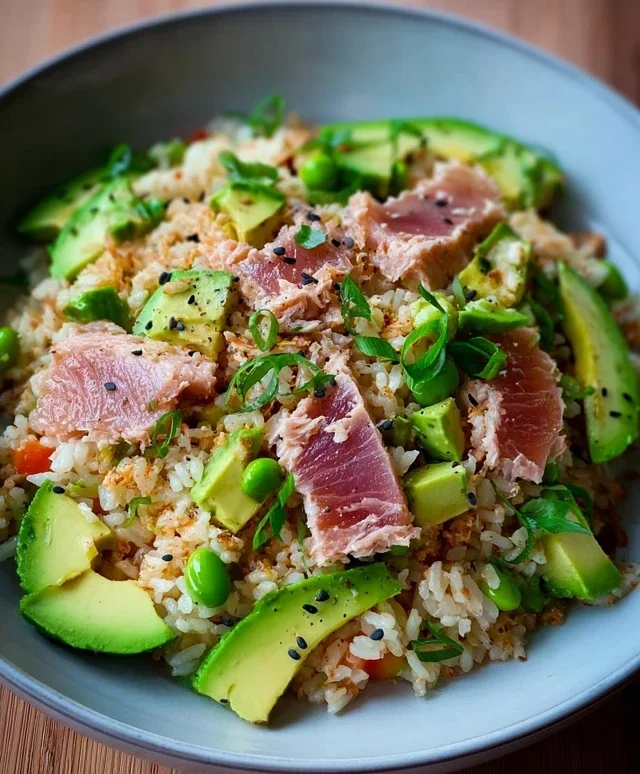 Tuna Avocado Crispy Rice Salad