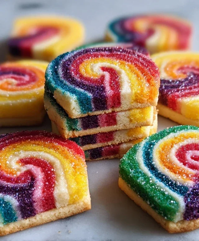 Piped Rainbow Shortbread Cookies