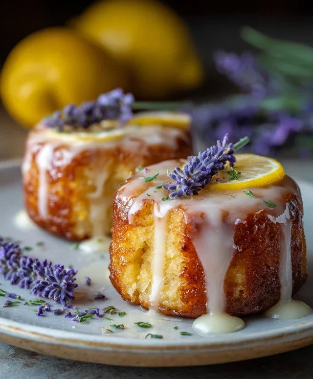 Mini Lemon Cakes With Lavender Glaze