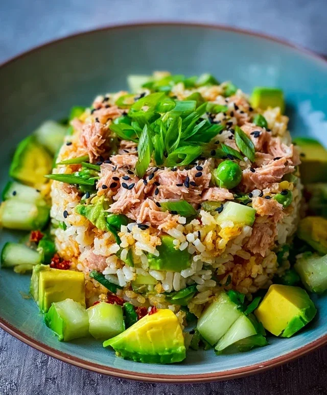 Tuna Avocado Crispy Rice Salad