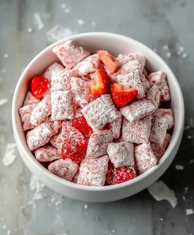Easy Strawberry Shortcake Puppy Chow