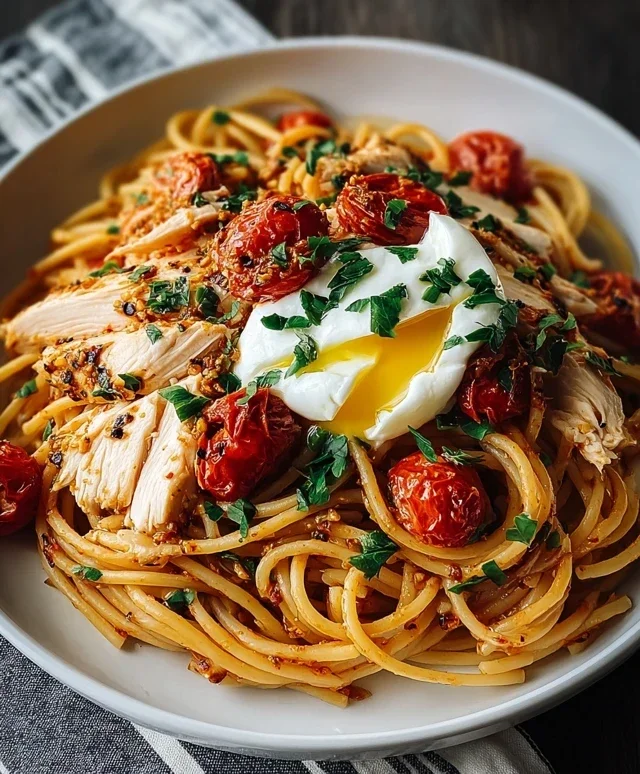 Chicken Spaghetti with Burrata