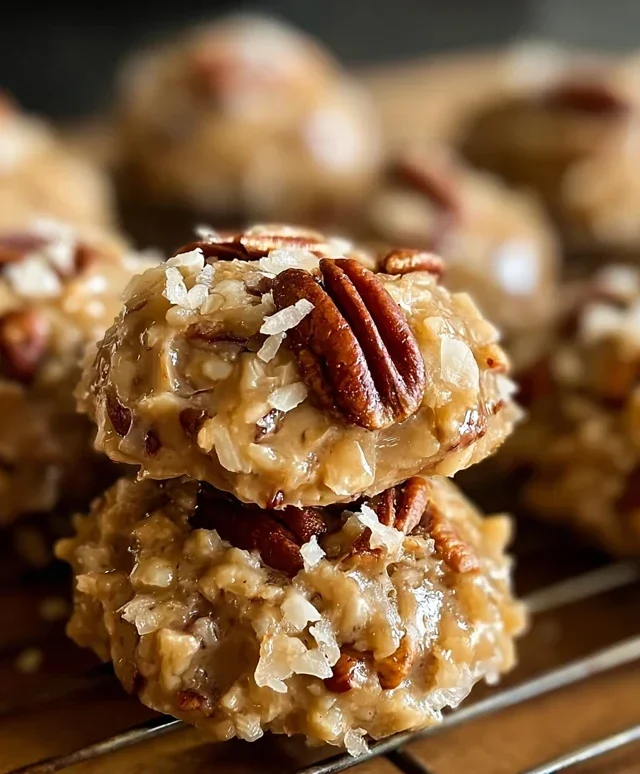 No Bake Pecan Coconut Praline Cookies