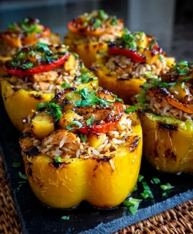 Teriyaki Pineapple Chicken and Rice Stuffed Peppers: A Sweet and Savory Meal
