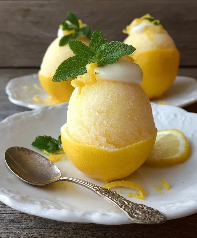 Sorbetto di Limone Dressed Up in a Frozen Lemon Shell