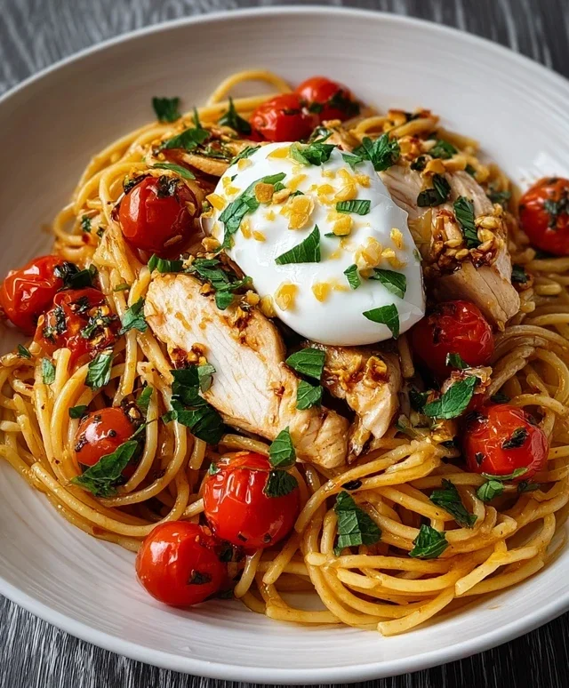 Chicken Spaghetti with Burrata