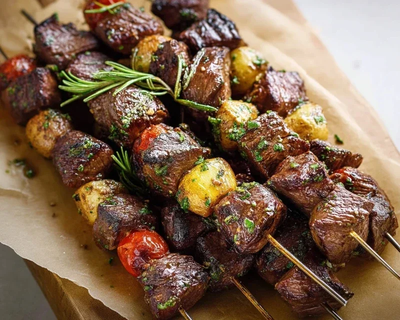 Rosemary Garlic Steak Kebabs