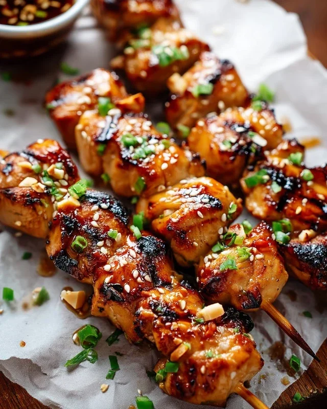 Easy Grilled Asian Chicken Skewers with Honey Garlic Sauce