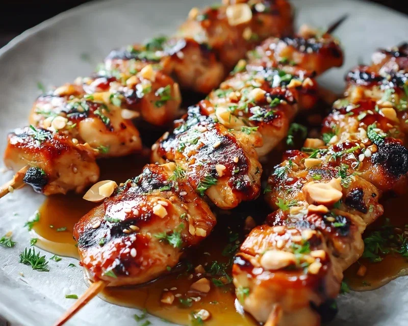 Easy Grilled Asian Chicken Skewers with Honey Garlic Sauce