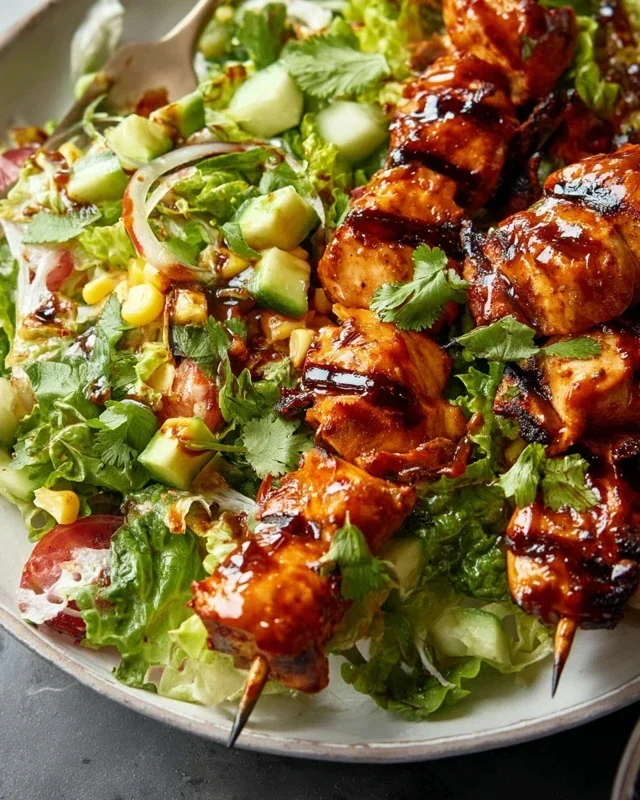 BBQ Chicken Skewer Salad
