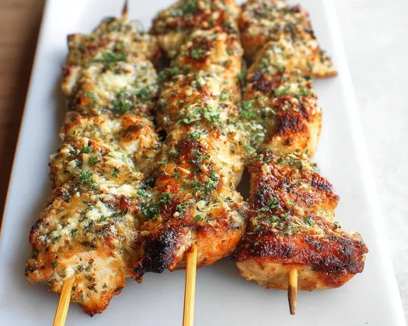 Garlic Parmesan Chicken Skewers