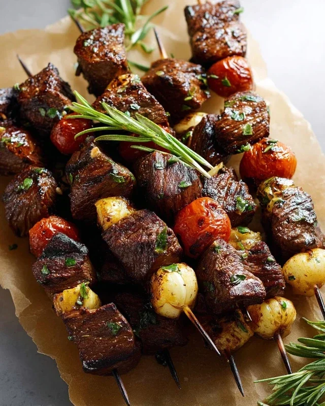 Rosemary Garlic Steak Kebabs