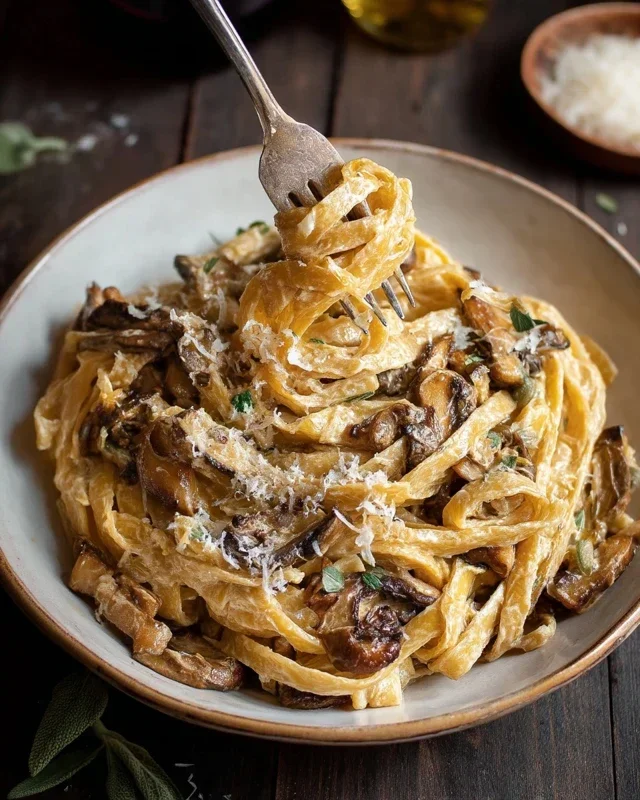 Caramelized Leek and Mushroom Gruyere Pasta