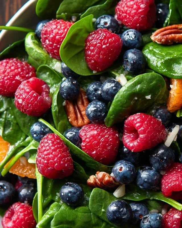 Berry Spinach Salad with Blueberries and Raspberries