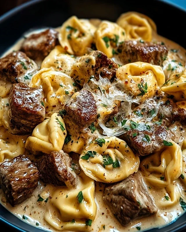 Cracked Garlic Steak Tortellini in Creamhouse Sauce Bliss