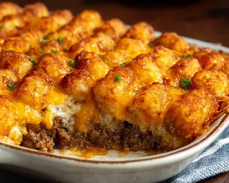 Tater Tot Casserole with Ground Beef