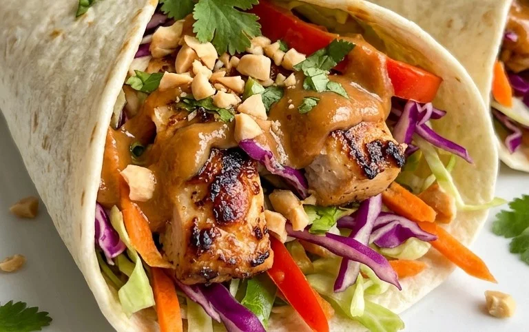 Thai Chicken Wrap with Crunchy Asian Slaw