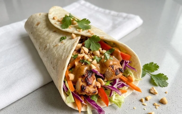 Thai Chicken Wrap with Crunchy Asian Slaw
