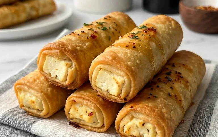 Indulgent Oven Fried Feta Rolls with Chili Honey Magic