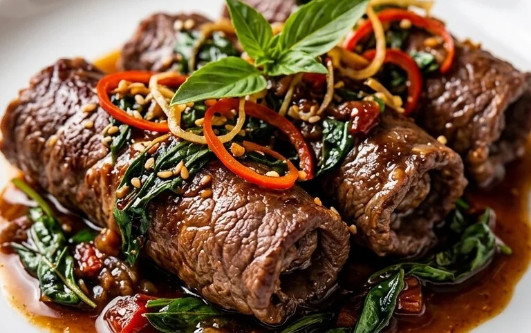 Thai Basil Beef Rolls