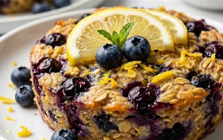 Lemon Blueberry Baked Oats