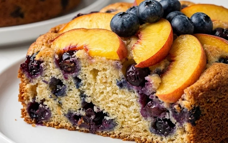 Peach and Blueberry Greek Yogurt Cake