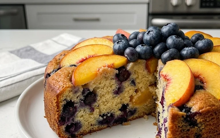 Peach and Blueberry Greek Yogurt Cake