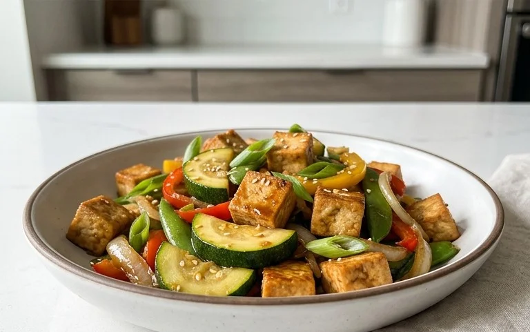 Zucchini Stir Fry With Tofu (Vegan)