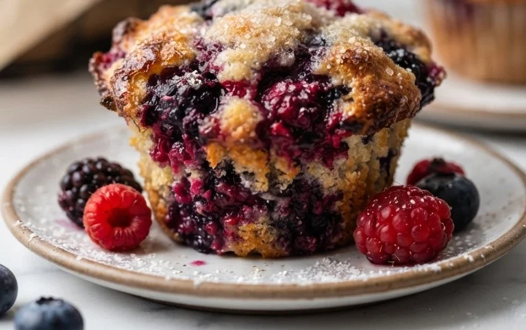 Bakery Style Mixed Berry Muffins | with Frozen Berries
