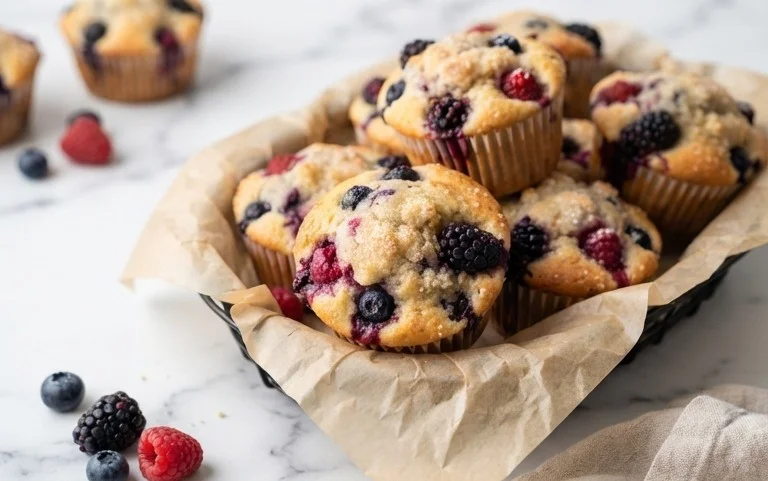 Bakery Style Mixed Berry Muffins | with Frozen Berries