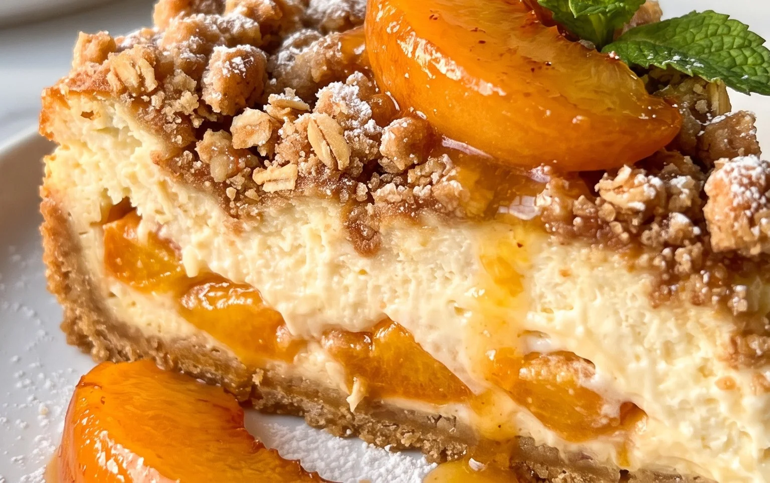 Peach Cream Cheese Cake with Streusel Topping
