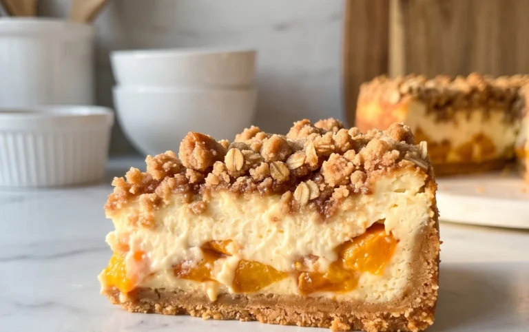 Peach Cream Cheese Cake with Streusel Topping