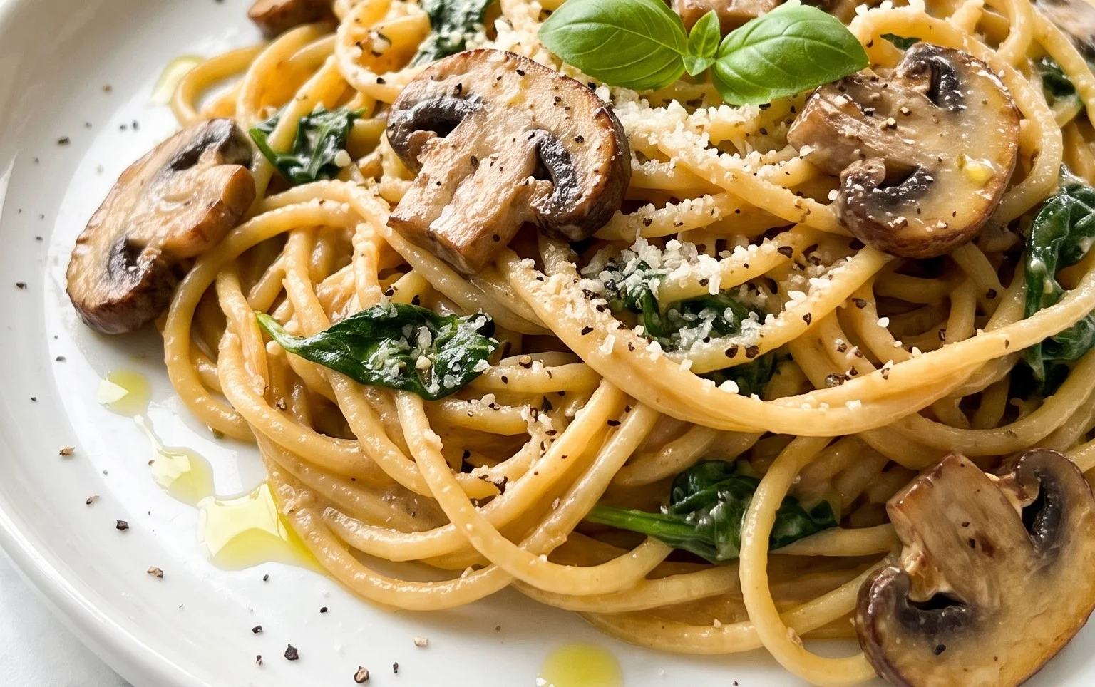 Parmesan Spinach Mushroom Pasta Skillet