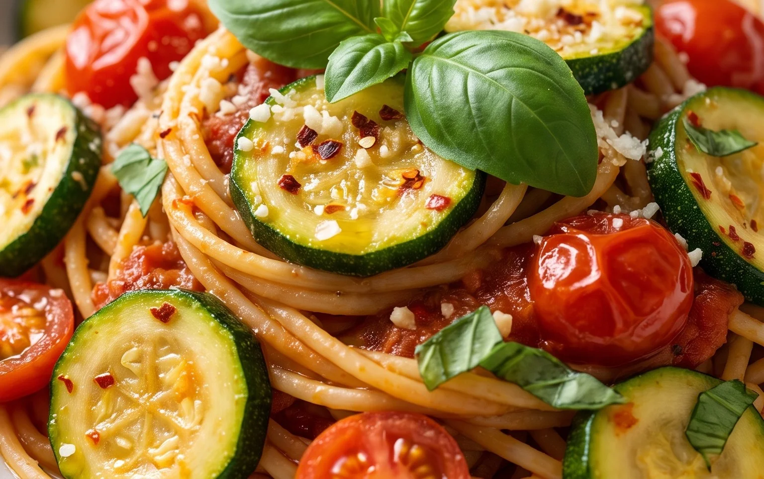 Healthy Tomato Zucchini Pasta