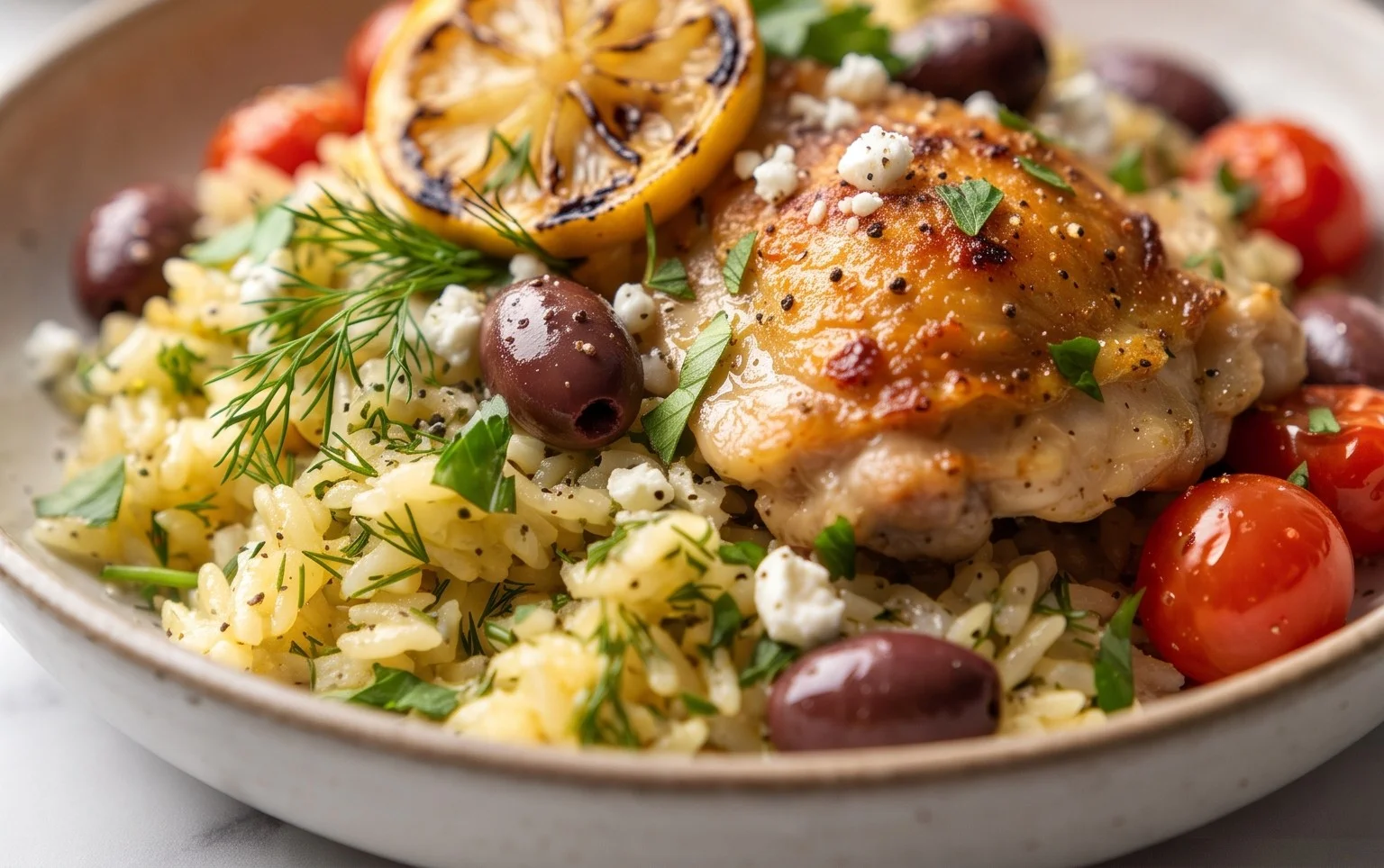 Greek Chicken and Lemon Rice (30 Minutes, One-Pot)