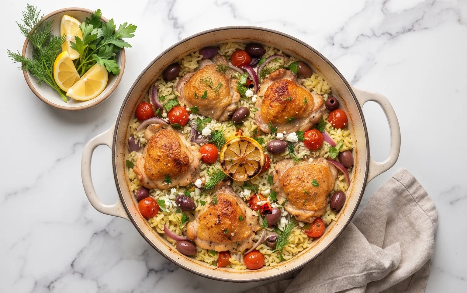 Greek Chicken and Lemon Rice (30 Minutes, One-Pot)