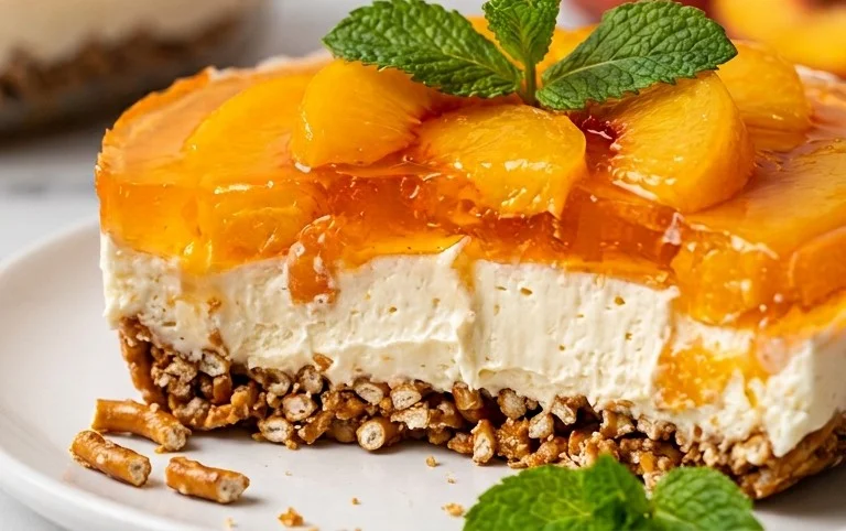 Peach Pretzel Salad Dessert