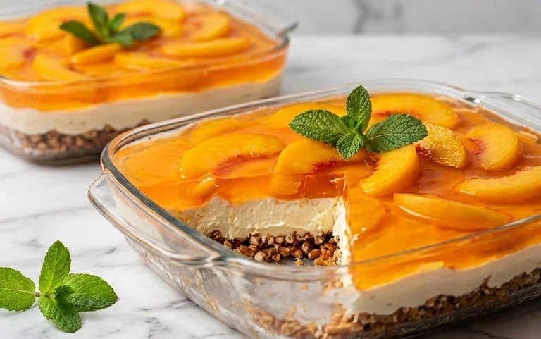 Peach Pretzel Salad Dessert