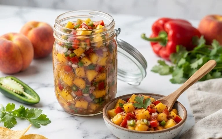 Sweet & Spicy Peach Salsa Canning Recipe