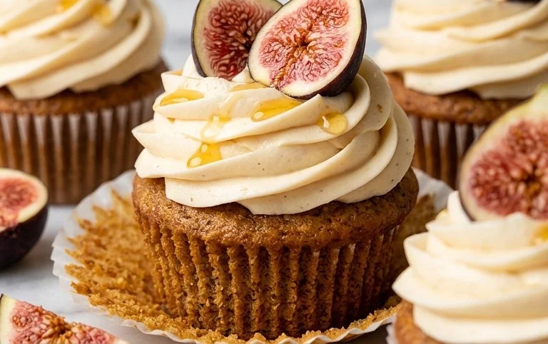Fig Cupcakes with Honey Cream Cheese Frosting