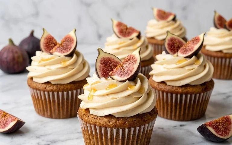 Fig Cupcakes with Honey Cream Cheese Frosting