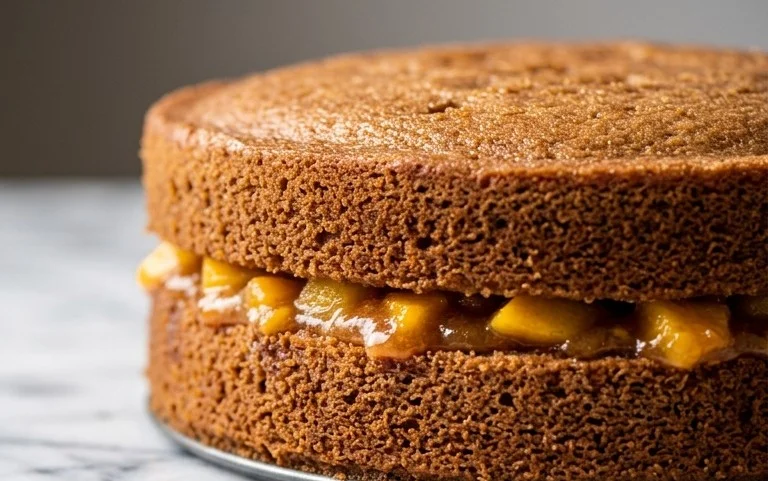 Brown Sugar Layer Cake with Peach Filling