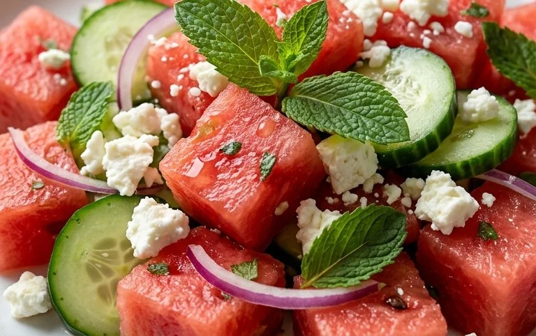 Watermelon Salad with Cucumber and Feta