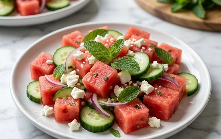 Watermelon Salad with Cucumber and Feta